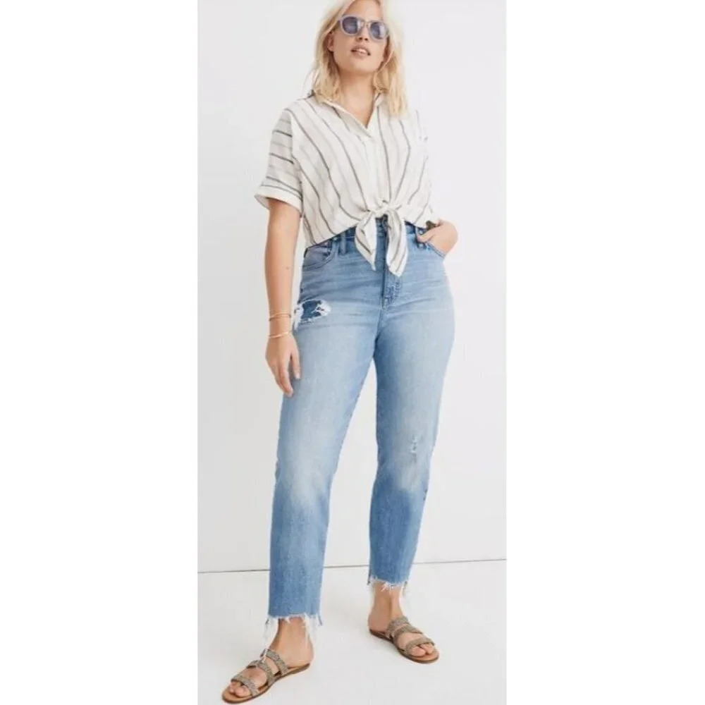 NWT Madewell Classic Straight Jeans in Light Wash: Step-Hem Edition-sz 37